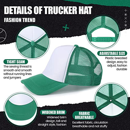 Tarpop 10 Pcs Sublimation Blank Trucker Hats Bulk - color: Green and White