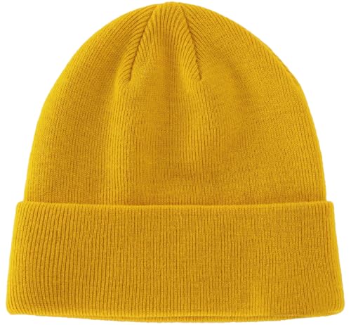 100% Cotton Beanie Hat Winter Hats Women Men Warm Knit Beanies - color: 1pcs Yellow
