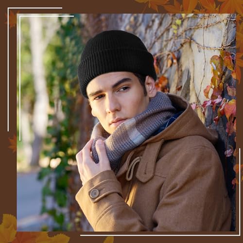 SATINIOR 4 Pieces Trawler Beanie Watch Hat Roll up Edge Skullcap Fisherman Beanie Unisex - color: Black, White, Brown, Beige, size: One Size