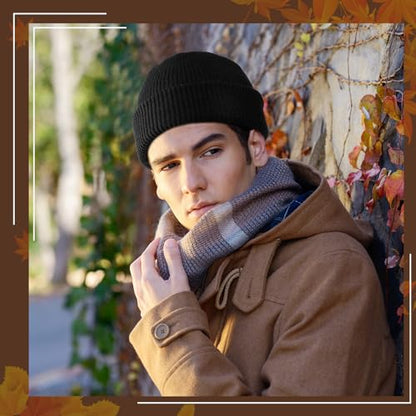 SATINIOR 4 Pieces Trawler Beanie Watch Hat Roll up Edge Skullcap Fisherman Beanie Unisex - color: Black, White, Brown, Beige, size: One Size