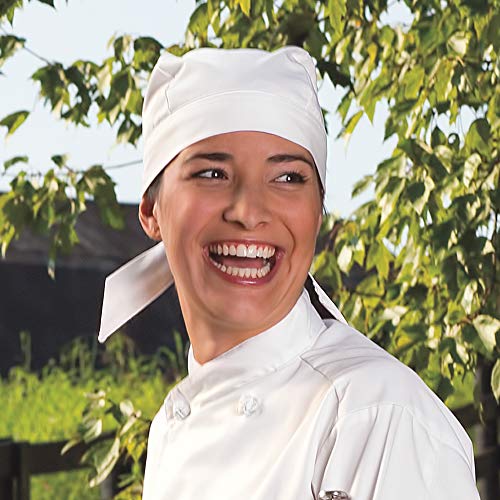 Uncommon Threads Elastic Back Skull Cap Chef Hat with Ties - color: Houndstooth