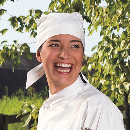 Uncommon Threads Elastic Back Skull Cap Chef Hat with Ties - color: Houndstooth