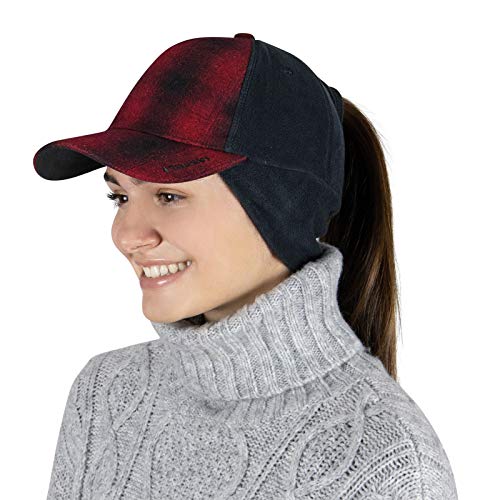 TrailHeads Women's Ponytail Trucker Hat, Running, Hiking & Outdoor Sports - color: Red Plaid