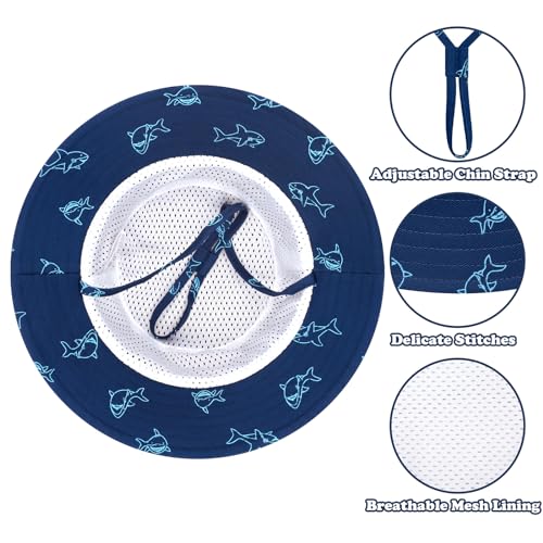 Sarfel Baby Sun Hat Toddler Sun Hat UPF 50+ Baby Bucket Hats Infant Toddler Beach Essentials Kids Summer Hats Boys Girls Cap - color: Navy Sharks, size: 0-6 Months