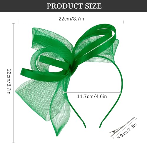 Green Fascinators Hats for Women, Fascinator Headband Women's Tea Party Hat Derby Hats for Cocktail, Wedding, Fancy Dress Party, 1920s Accessories for Women - color: Emerald Green