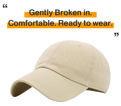 KBETHOS Classic Unisex Cotton Adjustable Low Crown Baseball Cap – Plain Dad Hat - color: Ivory