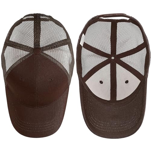 Falari Trucker Hat Baseball Cap Structured Plain Design 6 Panel, Adjustable Size - color: 1pk Brown