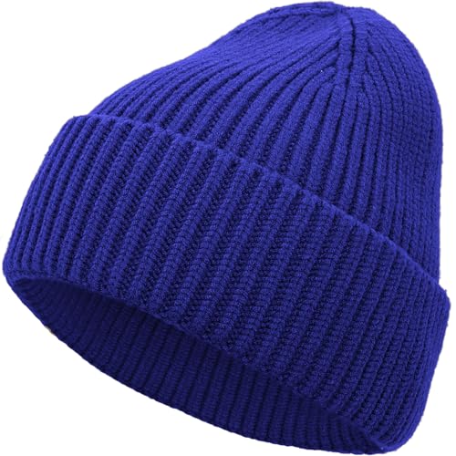 Seamless Beanie Hat for Men Women Wool Fisherman Beanies Winter Hats - color: Royal Blue