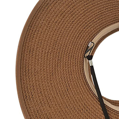 Women Sun Visors Foldable Straw Hats Summer Beach Packable Hat Floppy Wide Brim Cap Deep Style, Adjustable Size - color: Leopard