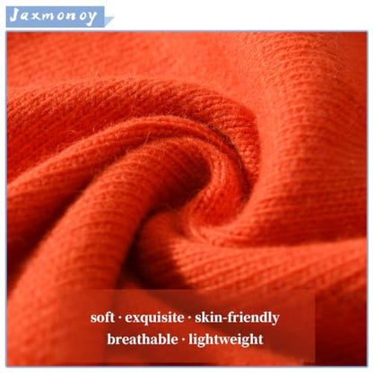 jaxmonoy Slouchy Knit Beanies Winter Hats for Women Men Soft Warm Reversible Slouch Cuffed Skull Knitted Beanie Cap - color: Orange