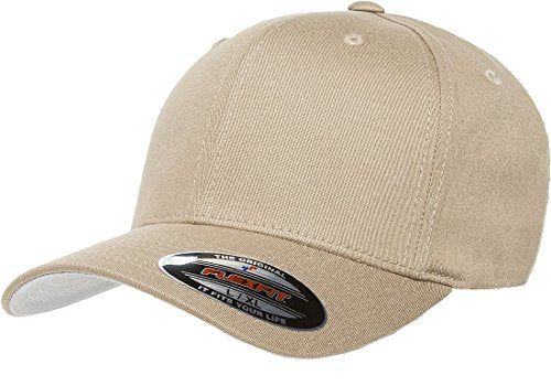 Flexfit/Yupoong Men's Cotton Twill Fitted Cap - color: Khaki, size: Small-Medium