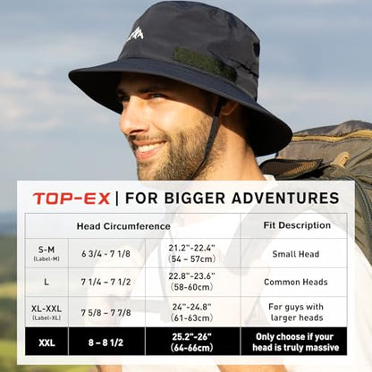 TOP-EX Men's Waterproof Bucket Sun Hat, UPF 50+ Wide Brim, S/M-XXL - color: 94573_light Grey, size: XX-Large