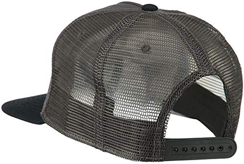 Ashen Fane 5 Panel Flat Visor Mesh Back Trucker Snapback Hat - color: Blk/Ch.gry/Ch.gry