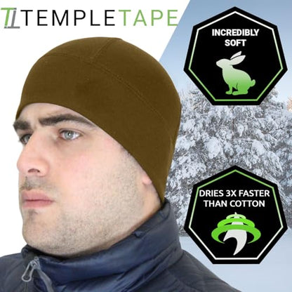 Temple Tape Tactical Fleece Watch Cap Beanie – Skull Cap Fleece Hat - Mens & Women - color: Coyote Brown, size: X-Large