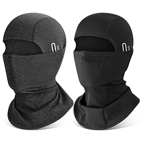 Winter Balaclava Ski Mask for Men Women, Windproof Thermal Face Mask Cold Weather Scarf for Cycling Skiing Climbing - color: Black,grey