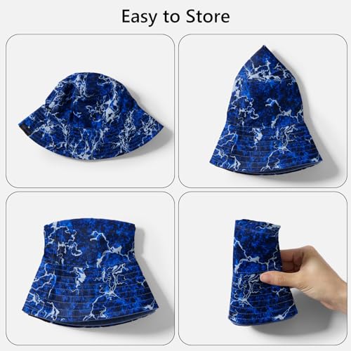 UPF 50+ Reversible Sun Hat - color: Airy Blue/Dark Blue Waves, size: Large