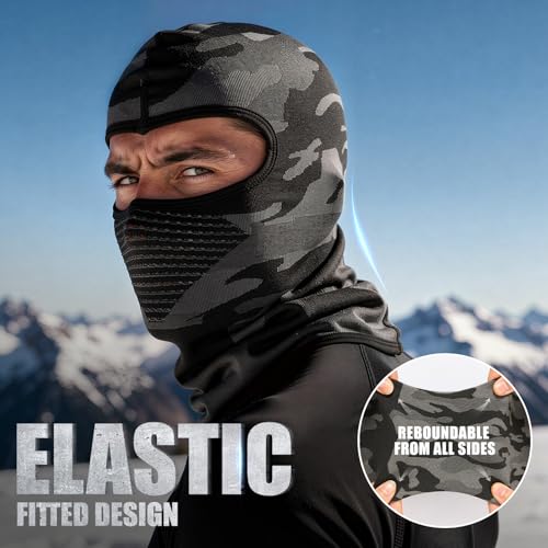 Camo Shiesty Balaclava Extra Long Neck, Motorcycle Ski Under Helmet mask - color: 1black/Orange
