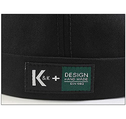 Men Hats Docker Cap Hats Beanie Sailor Cap Worker Hat Rolled Cuff Retro Brimless Hat with Adjustable - color: 7731-black