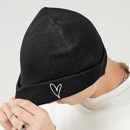 Cool Graphic Beanie for Men and Women - Black - color: Heart2