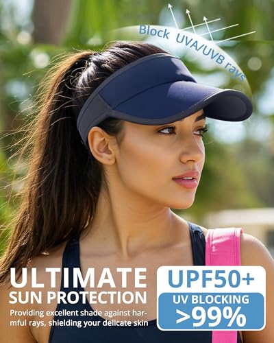 GADIEMKENSD Foldable Sun Visor Hat UPF 50+ Lightweight Adjustable - color: Navy Dark Grey