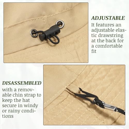 Unisex Waterproof Foldable Bucket Hat Packable Sun Cap for Hiking - color: Khaki