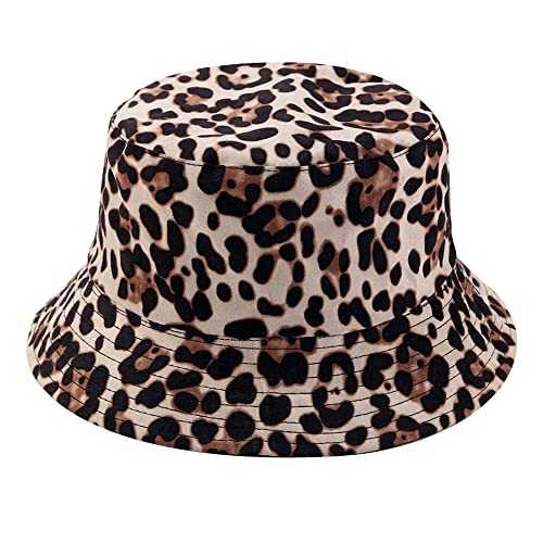 Umeepar Unisex Reversible Packable Bucket Hat Sun Hat for Men Women - color: Leopard Print Beige