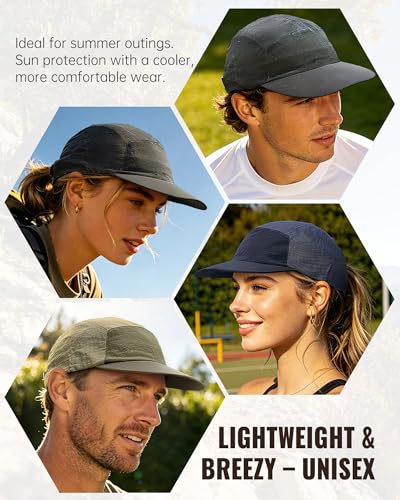 CLAPE Quick Dry Mesh 5 Panel Running Hat for Men, Lightweight Breathable Moisture-Wicking Baseball Cap for Hiking - color: Bs265p14-black