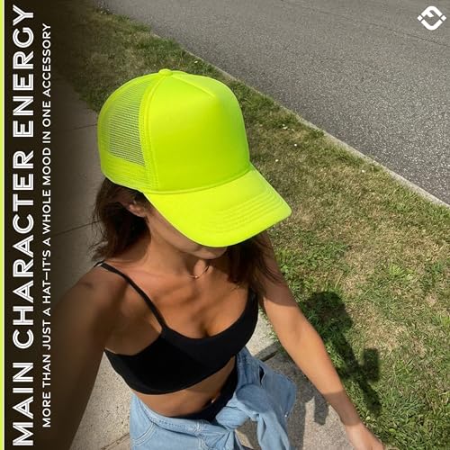 Funky Junque Blank Mesh Foam Lightweight Snapback Trucker Hat - color: 3 Pack - Neon Yellow (All)
