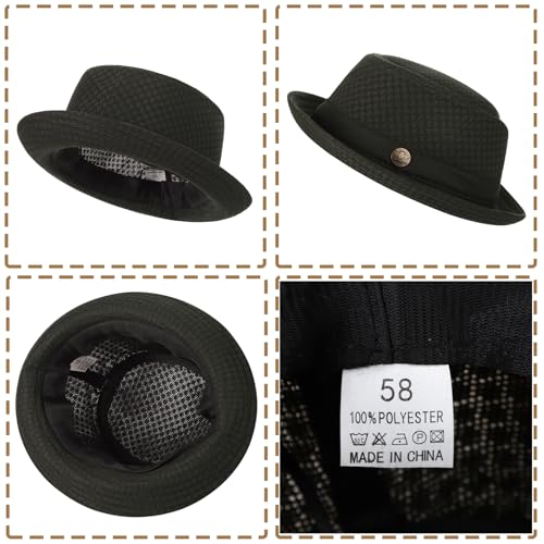 XGOPTS Unisex Summer Mesh Straw Porkpie Hat Trilby Jazz Fedora Panama Hats - color: Green