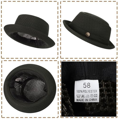 XGOPTS Unisex Summer Mesh Straw Porkpie Hat Trilby Jazz Fedora Panama Hats - color: Green