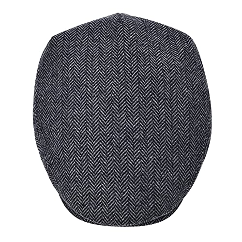 STARANCE Men Wool Blend Newsboy Cap Flat Hat - color: Herringbone Gray, size: 7 1/2