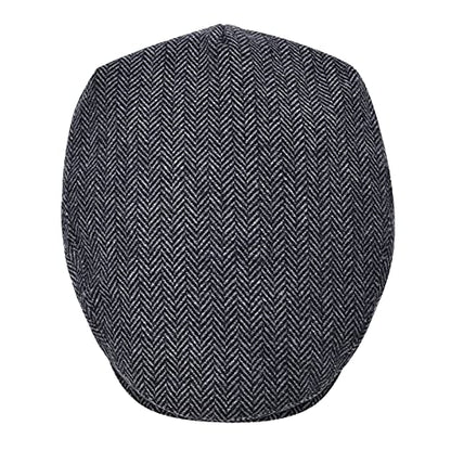 STARANCE Men Wool Blend Newsboy Cap Flat Hat - color: Herringbone Gray, size: 7 1/2