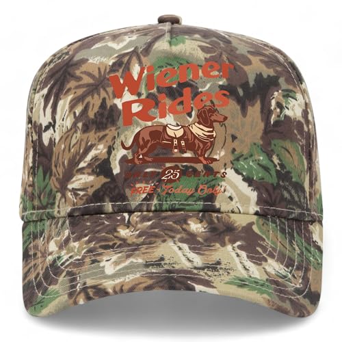 Weiner Dog Rides Vintage Trucker Hat | Premium Snapback Hat for Men & Women - color: Woodland Camo