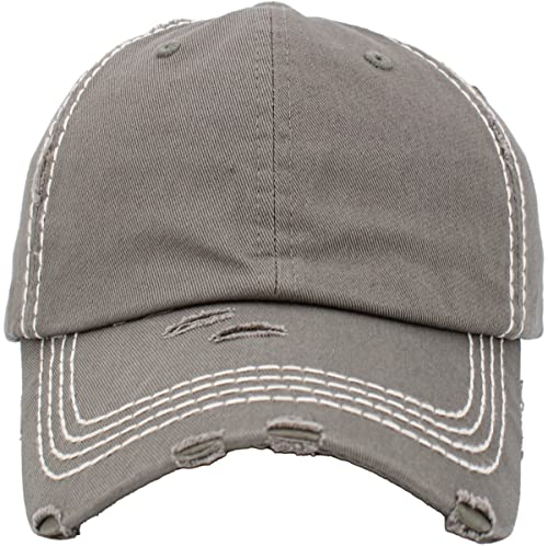KBETHOS Vintage Washed Distressed Cotton Dad Hat Baseball Cap Adjustable Polo Trucker Unisex Style Headwear - color: Moss With Stitching