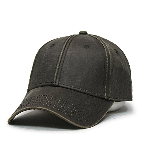 Heavy Washed Coated Canvas Wax-Look Adjustable Low Profile Men Women Baseball Cap - color: Coated Dark Brown
