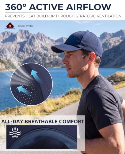 Home Prefer Reflective Water Repellent Quick Dry Airy UPF50+ Sun Hat for Men Women Outdoor Sports Baseball Caps Unisex - color: Navy Blue