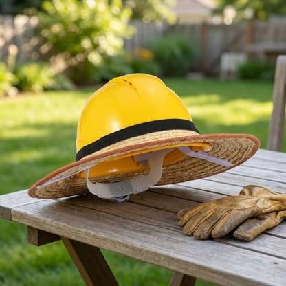 Hard Hat Sun Shade Straw Visor for Workers Large Brim Breathable Sun Protection Lightweight and Universal Fit Hard Hat Accessory for Outdoor Construction