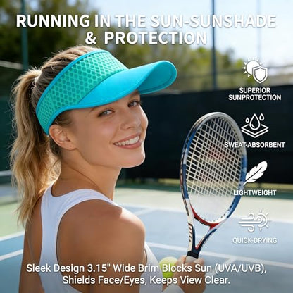 AUSFLUG Sun Visor Hat Men Women - Moisture Wicking Lightweight Sports Cap - color: Teal