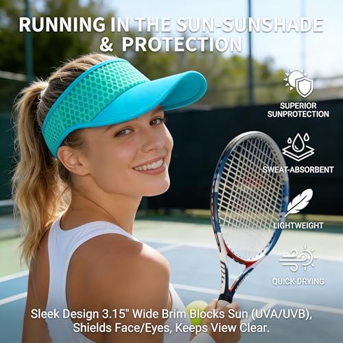 AUSFLUG Sun Visor Hat Men Women - Moisture Wicking Lightweight Sports Cap - color: Teal