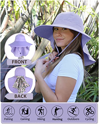 Tirrina Women's Sun Hat Wide Brim, UV Protection Sun Hats for Women - color: #Purple