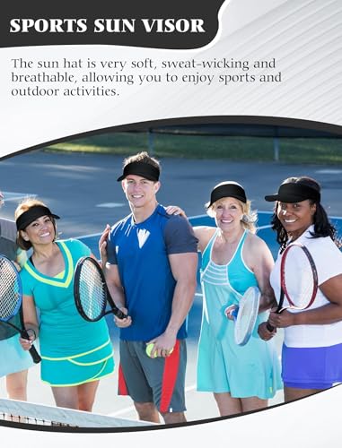 12 Pack Sun Visor Hats Softball Adjustable Cap Sun Protection for Women Men - color: Black