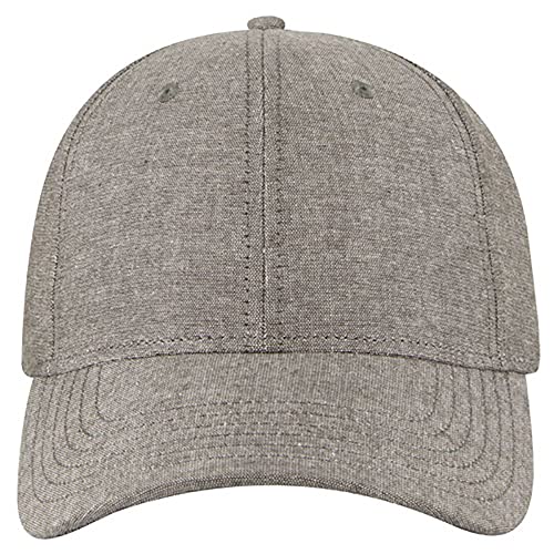 Ashen Fane 6 Panel Structured Low Profile Superior Cotton Twill Basic Baseball Hat - color: Chambray Charcoal