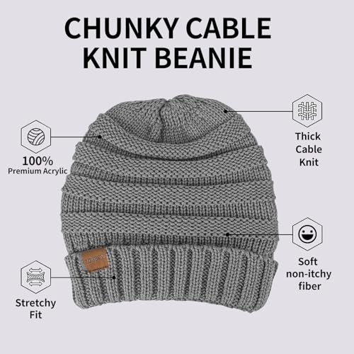 ZOORON Womens Winter Hat Slouchy Beanies for Women Cable Knit Beanie Hats - color: 1pack- Dark Gray