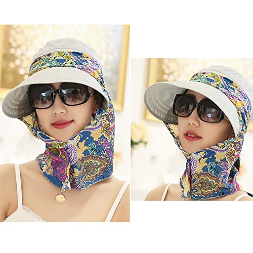 Fashion Multifunctional UPF 50+ UV Sun Protection Breathable Face Neck Flip Folding Sun Hat for Women - color: Gray