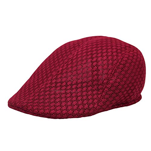 WITHMOONS Breathable Mesh Summer Hat Newsboy Ivy Cap Cabbie Flat Cap UZ30053 - color: Red