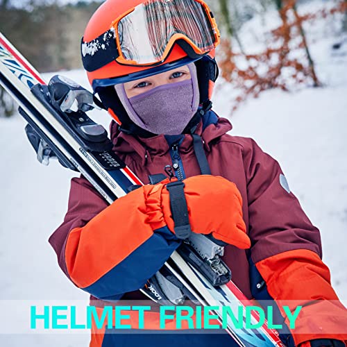 GoxRunx Kids Balaclava Ski Mask,Fleece Face Mask Neck Warmer for Boys Girls,Windproof Face Cover for Cold Weather - color: Purple