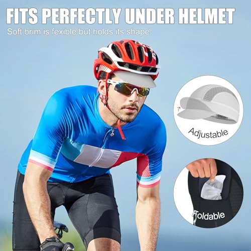 XXL Cooling Cycling Cap Skull Caps Under Helmet Mesh Hats with Sun Visor for Big Head Bike Hard Hat Liner for Men - color: White