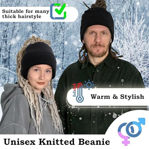 Ababalaya Unisex Satin Lined Knit Open Beanies Rasta Beanie - color: A-black