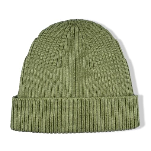 Clakllie Swag Beanie for Men Cuffed Thick Knitted Hat Warm Winter Hats Plain Stocking Skullcap Stretchy Fisherman Beanies Hat - color: Cdus-kh43-green