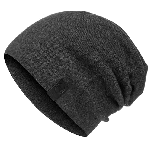 Warm Slouchy Beanie Hat - Deliciously Soft Daily Beanie in Fine Knit - color: Charcoal Grey